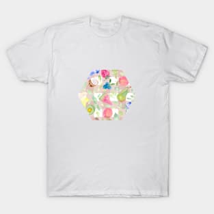 Watercolor Fruit on Blush Pink Gingham T-Shirt